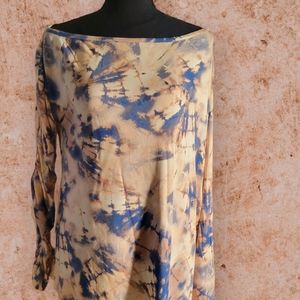 New Cooper & Ella Long-sleeved Pale Apricot & Purple Large Blouse